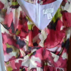 LOFT Sleeveless Floral Ruffle Neck dress - Multi Color Size 8P